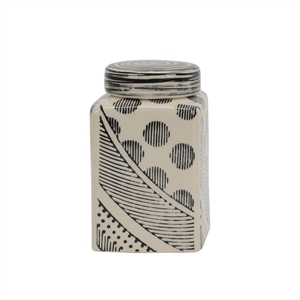 Jeco 7&quot Ceramic Jar in Gray/Black