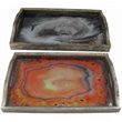 Jeco 2 Piece Decorative Tray Set in White and Brick Red