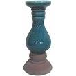 Jeco Ceramic Circular Candlestick in Teal Blue and Brick Red