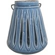 Jeco Ceramic Circular Lantern with Wire Handle in Blue