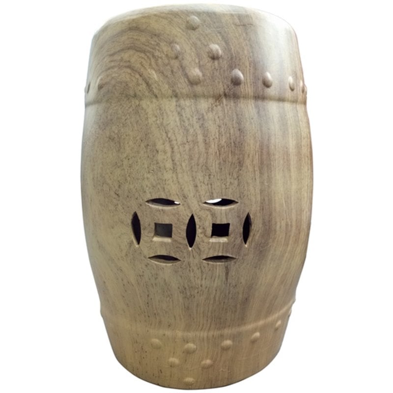 Jeco Ceramic Garden Stool in Brown