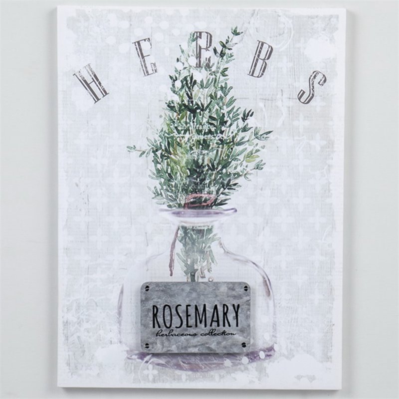 Jeco Herbaceous Floral 3D Rosemary Canvas Art in White and Green