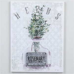 Jeco Herbaceous Floral 3D Rosemary Canvas Art in White and Green