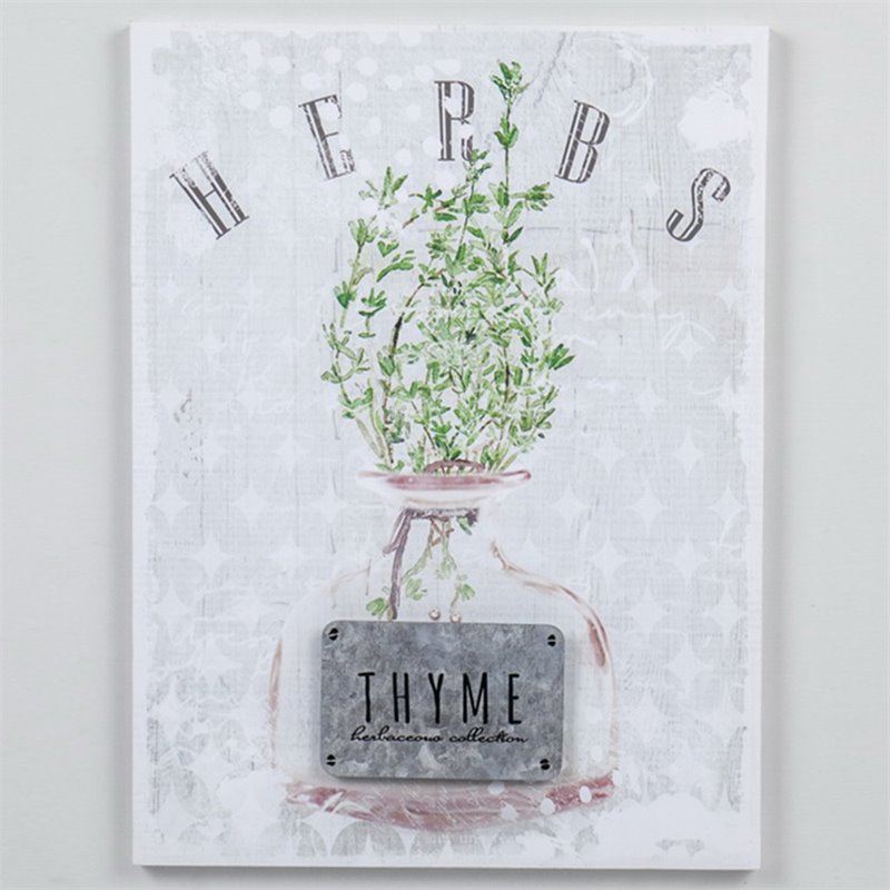 Jeco Herbaceous Floral 3D Thyme Canvas Art in White and Green
