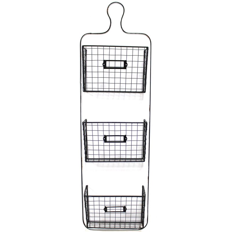 Jeco 3 Pocket Hanging Storage Rack in White and Black