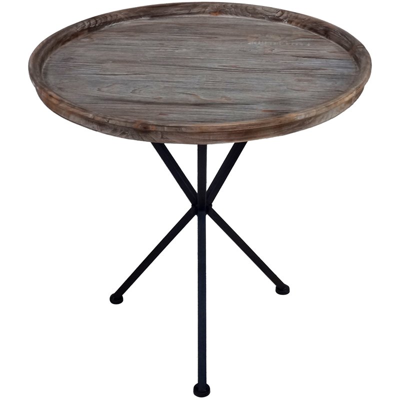 Jeco 24" Round Tray End Table in Brown and Black Cymax Business