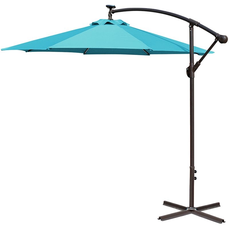 Jeco 10 Offset Solar Patio Umbrella In Turquoise Of Ub114