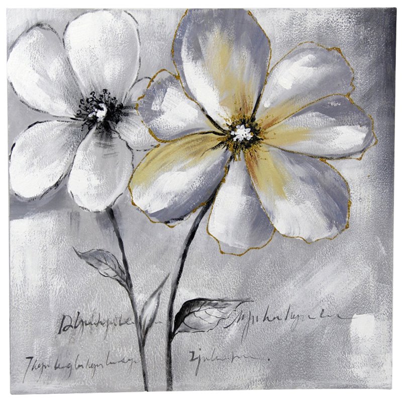 Jeco Floral and Botanical Canvas Art in Gray and White