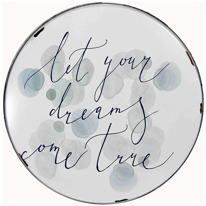 Jeco Metal Serving Tray in White and Blue