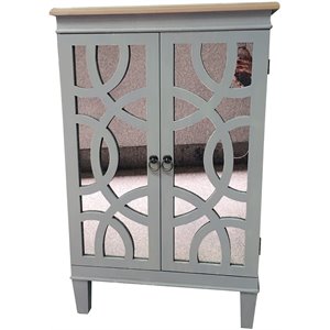 jeco double door mirrored accent chest in gray