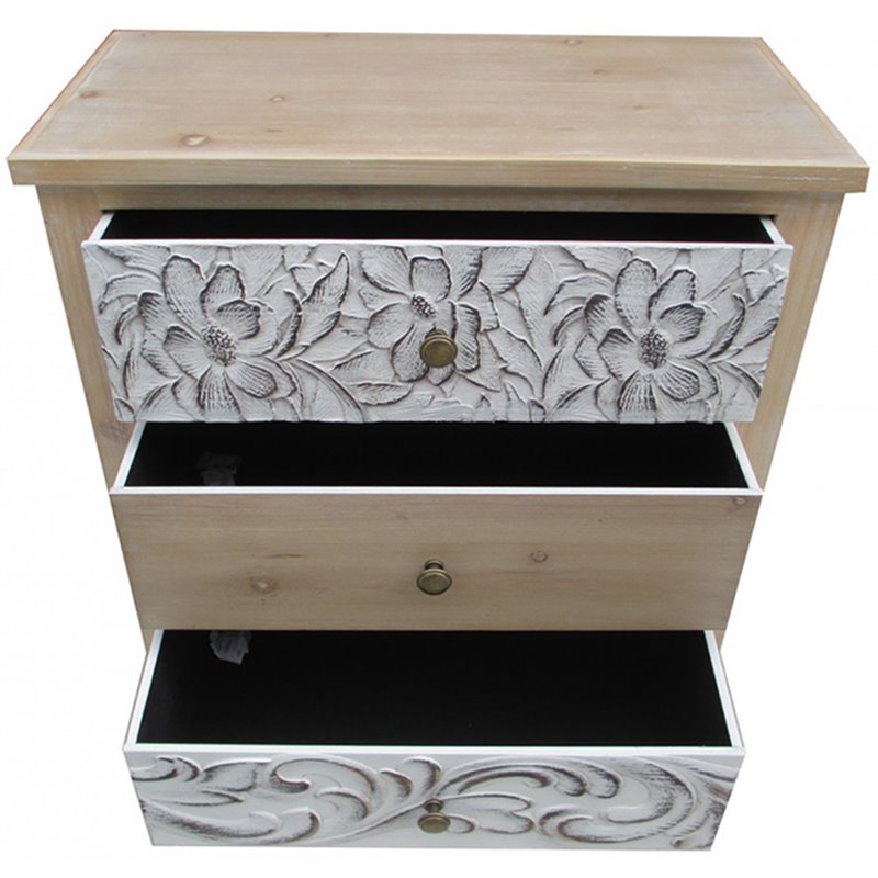 Jeco 3 Drawer Accent Chest in Natural and White