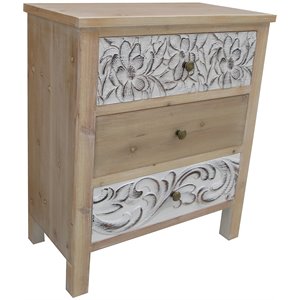 Jeco 3 Drawer Accent Chest in Natural and White