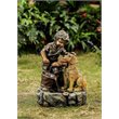 Jeco Boy Play with Dog Fountain in Bronze and Gray