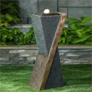 Jeco Outdoor Fountain with LED Light in Gray and Brown