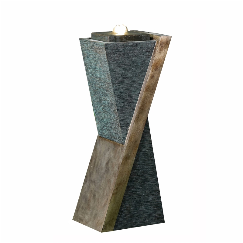 Jeco Outdoor Fountain with LED Light in Gray and Brown