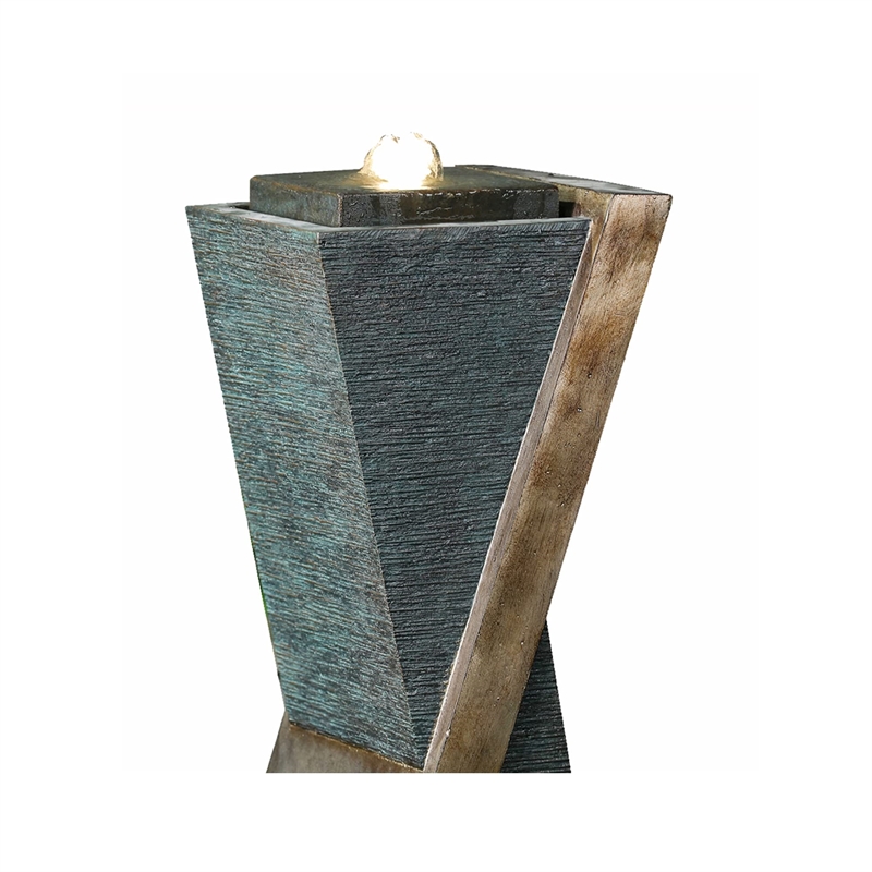 Jeco Outdoor Fountain with LED Light in Gray and Brown