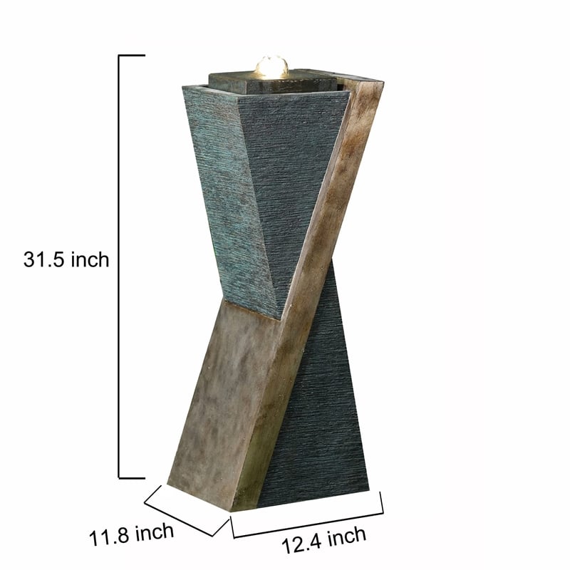 Jeco Outdoor Fountain with LED Light in Gray and Brown