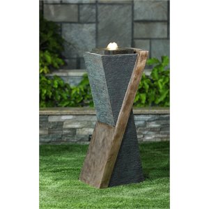 jeco outdoor fountain with led light in gray and brown