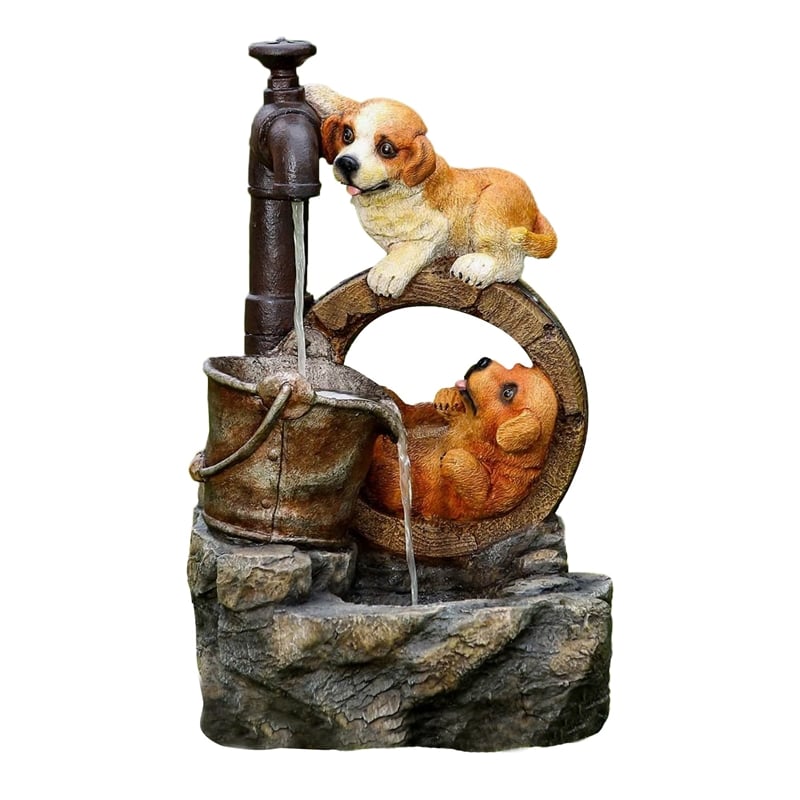 Jeco 3 Tier Barrel Outdoor Fountain in Brown