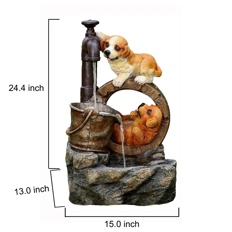 Jeco 3 Tier Barrel Outdoor Fountain in Brown