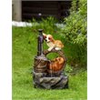 Jeco Playing Dogs Fountain with LED Light in Brown and Yellow