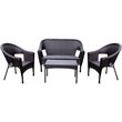 Jeco 4 Piece Hand Woven Wicker Patio Sofa Set in Brown