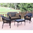 Jeco 4 Piece Wicker Patio Sofa Set with Cushion in Brown