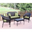 Jeco 4 Piece Wicker Patio Sofa Set with Cushion in Green and Brown