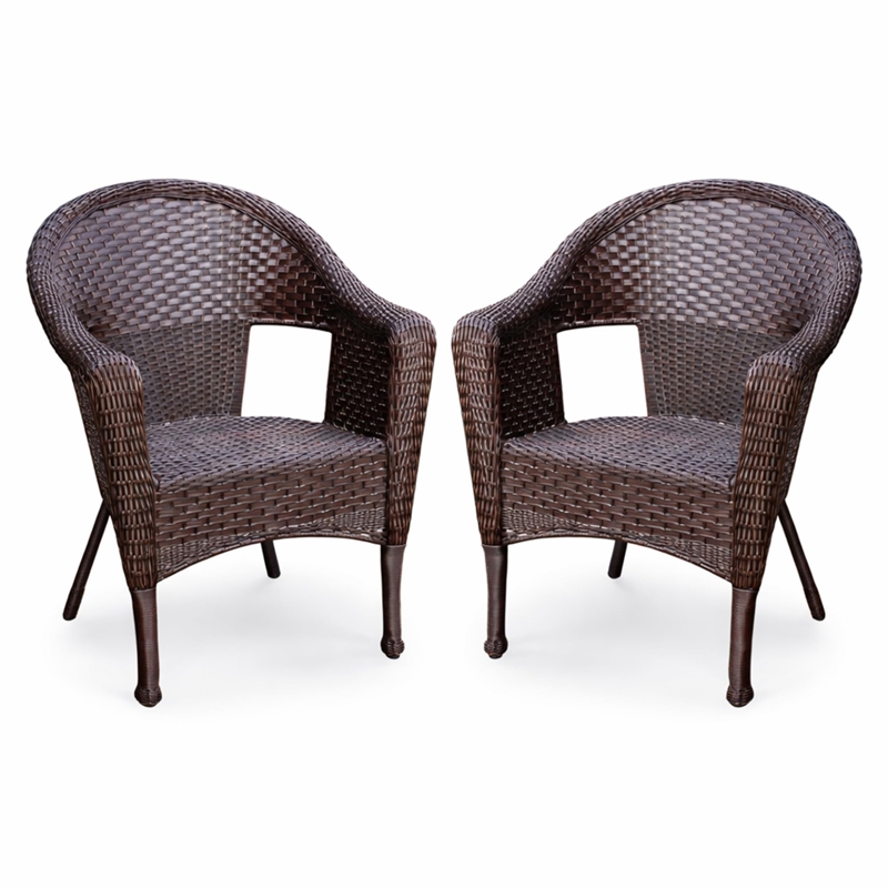 Jeco Resin Wicker Patio in Brown (Set of 2)