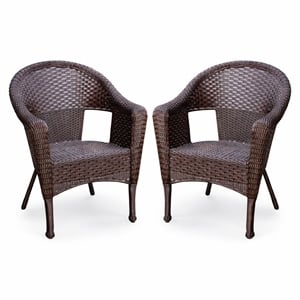 Jeco Resin Wicker Patio in Brown (Set of 2)