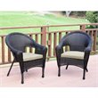Jeco Wicker Patio Chair in Brown and Tan (Set of 2)