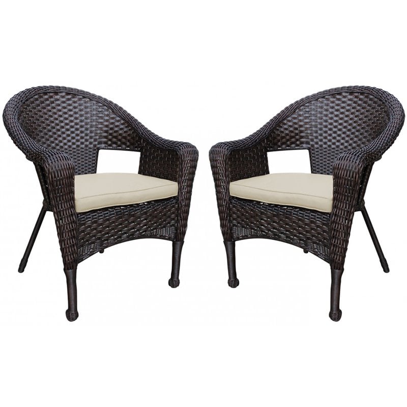 Jeco Wicker Patio Chair in Brown and Tan (Set of 2) Cymax Business