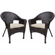 Jeco Wicker Patio Chair in Brown and Tan (Set of 2)
