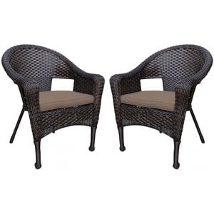Jeco Resin Wicker Patio with Cushion in Brown (Set of 2)