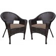 Jeco Resin Wicker Patio with Cushion in Brown (Set of 2)