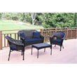 Jeco Wicker Patio Chair in Brown and Midnight Blue (Set of 2)