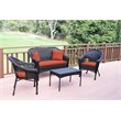 Jeco Wicker Patio Chair in Brown and Brick Red (Set of 2)