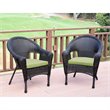 Jeco Wicker Patio Chair in Brown and Sage Green (Set of 2)