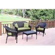 Jeco Wicker Patio Chair in Brown and Sage Green (Set of 2)