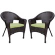 Jeco Wicker Patio Chair in Brown and Sage Green (Set of 2)