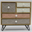 Jeco 5 Drawer Jewelry Armoire in Natural and Light Gray