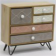 Jeco 5 Drawer Jewelry Armoire in Natural and Light Gray