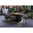 Jeco Prescott 7 Piece Patio Fire Pit Pub Set in Gray