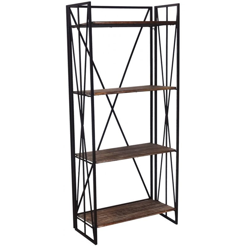Jeco 4 Shelf Bookcase in Black and Brown