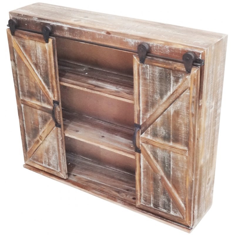 Jeco Wall Mounted Storage Cabinet in Black and Brown