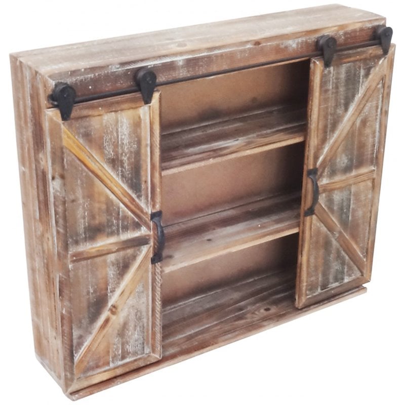 Jeco Wall Mounted Storage Cabinet in Black and Brown