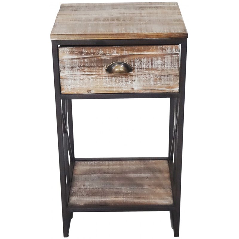 Jeco 1 Drawer End Table in Black and Brown