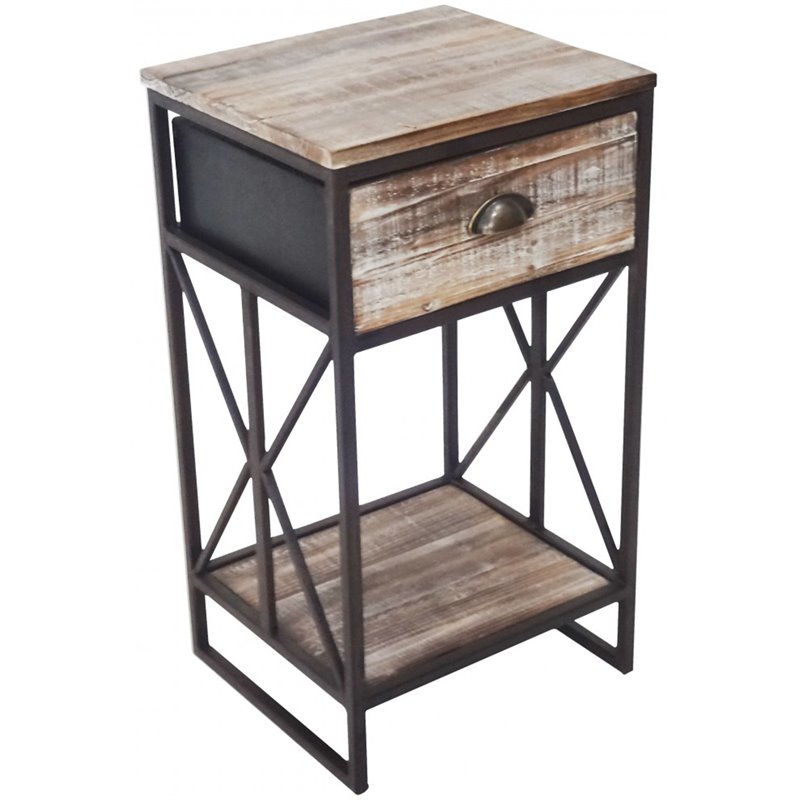 Jeco 1 Drawer End Table in Black and Brown