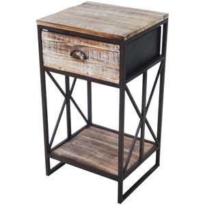 Jeco 1 Drawer End Table in Black and Brown