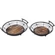 Jeco 2 Piece Round Serving Tray Set in Black and Brown